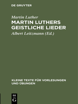 cover image of Martin Luthers geistliche Lieder